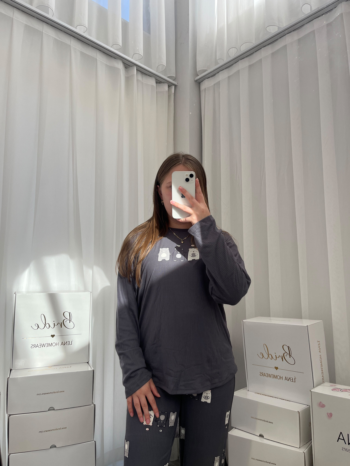 Gri Ayıcık Desenli Berlin Pijama Takımı