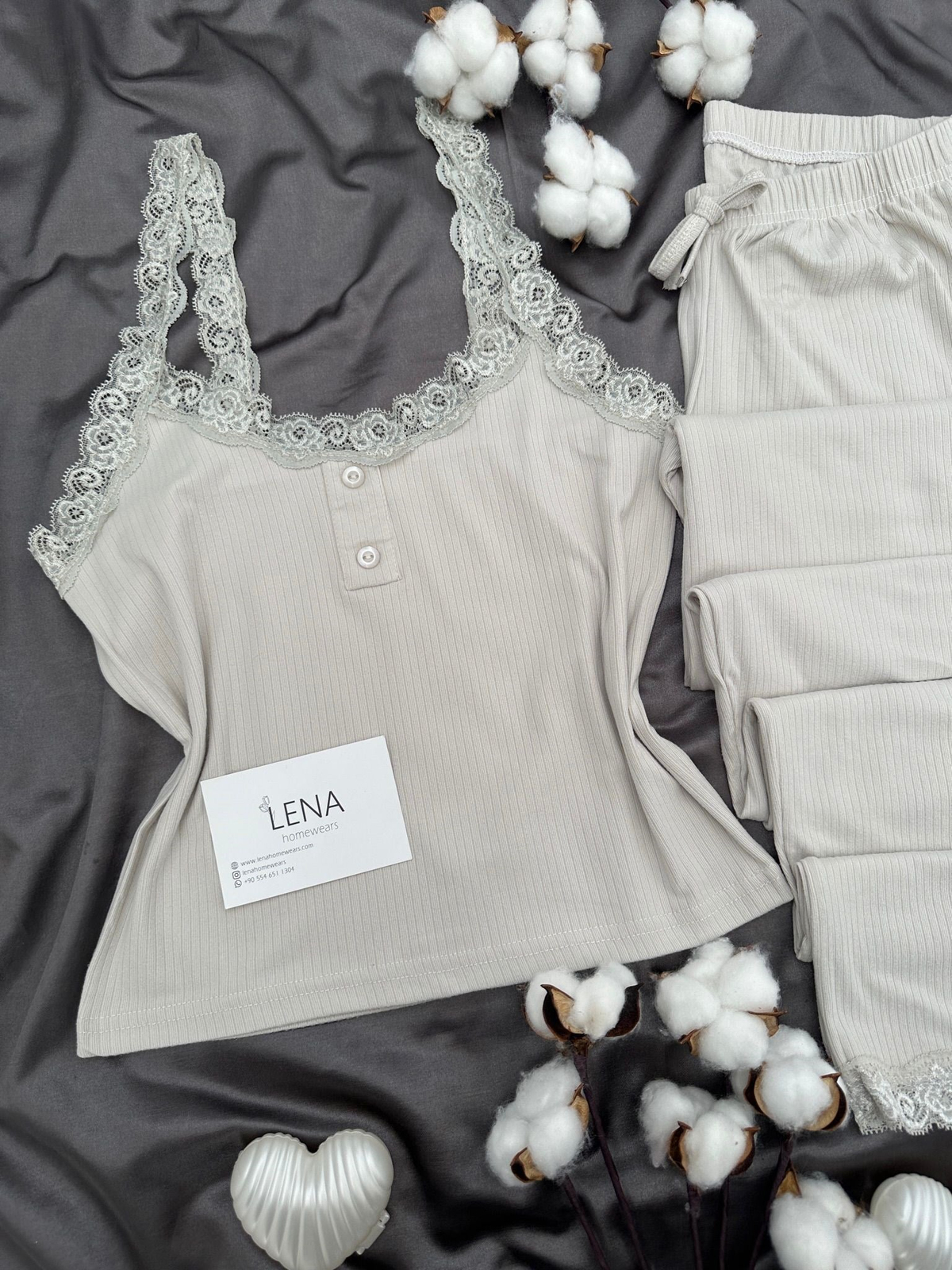 Gri Fransis Askılı Pijama Takımı