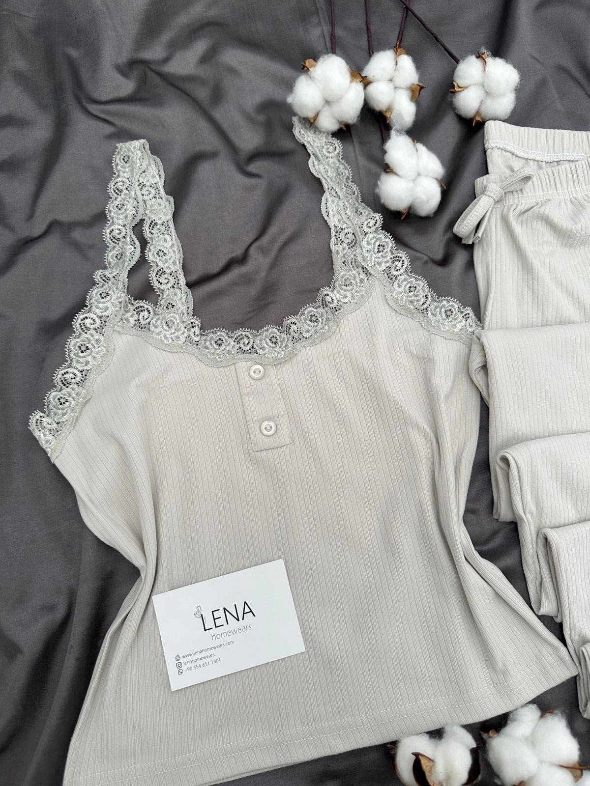 Gri Fransis Askılı Pijama Takımı