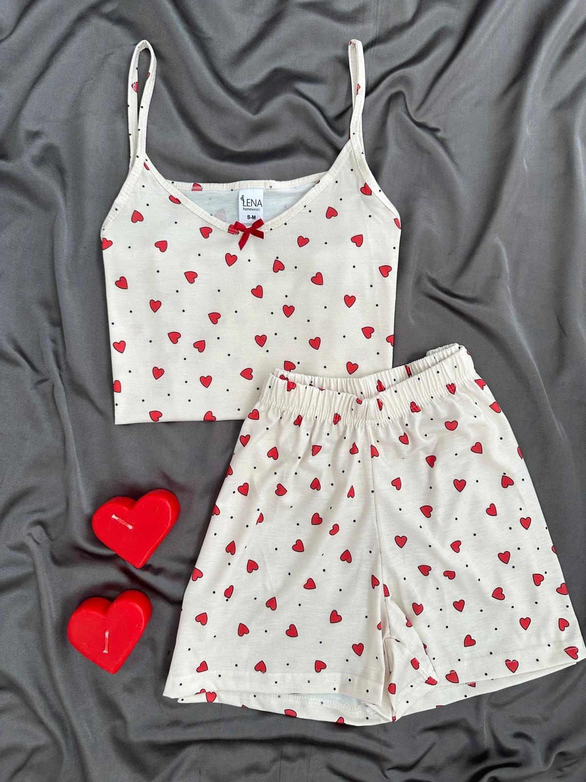 Kalp Benek Şortlu Pijama Takımı