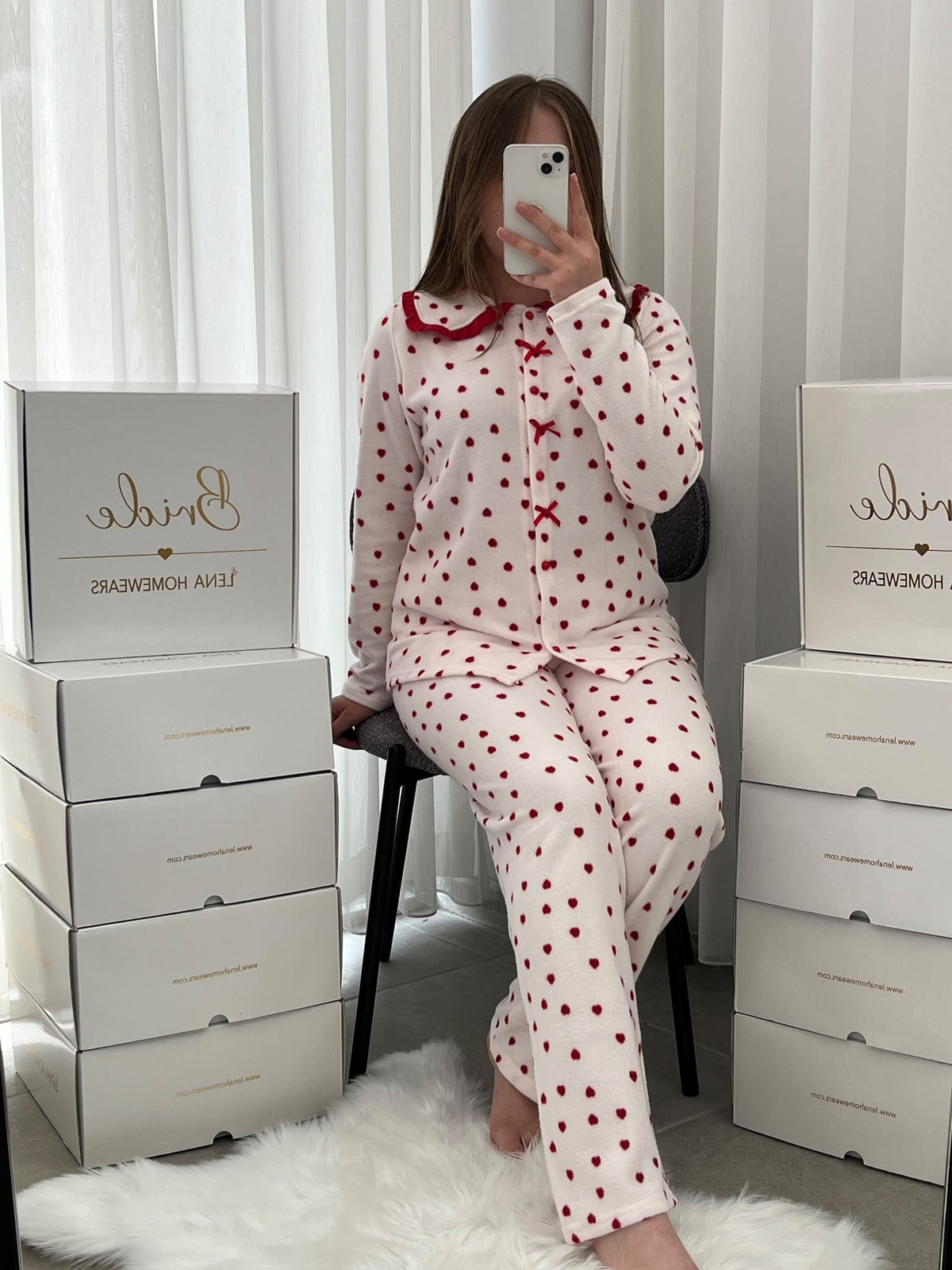 Kalpli Yaka Detaylı Waffle 4'lü Pijama Takımı 