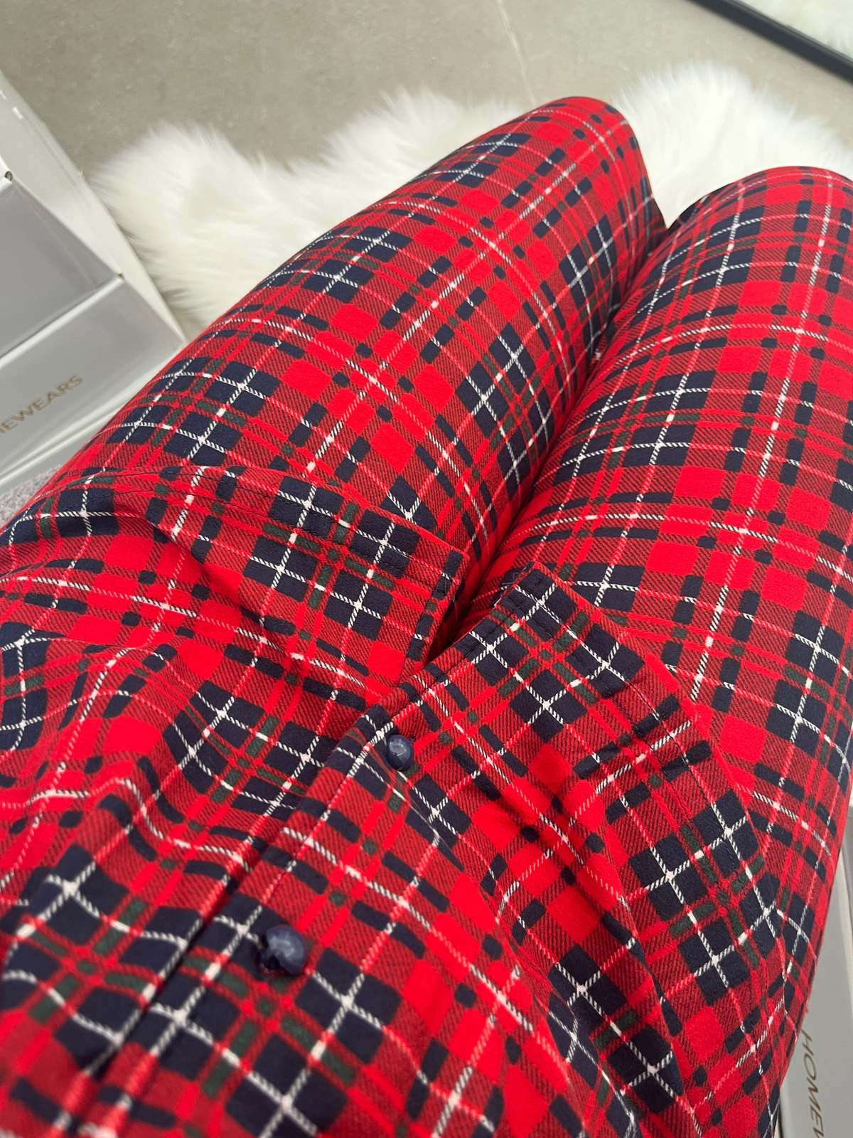 Kırmızı Ekose Desenli 4'lü Termosoft Pijama Takımı