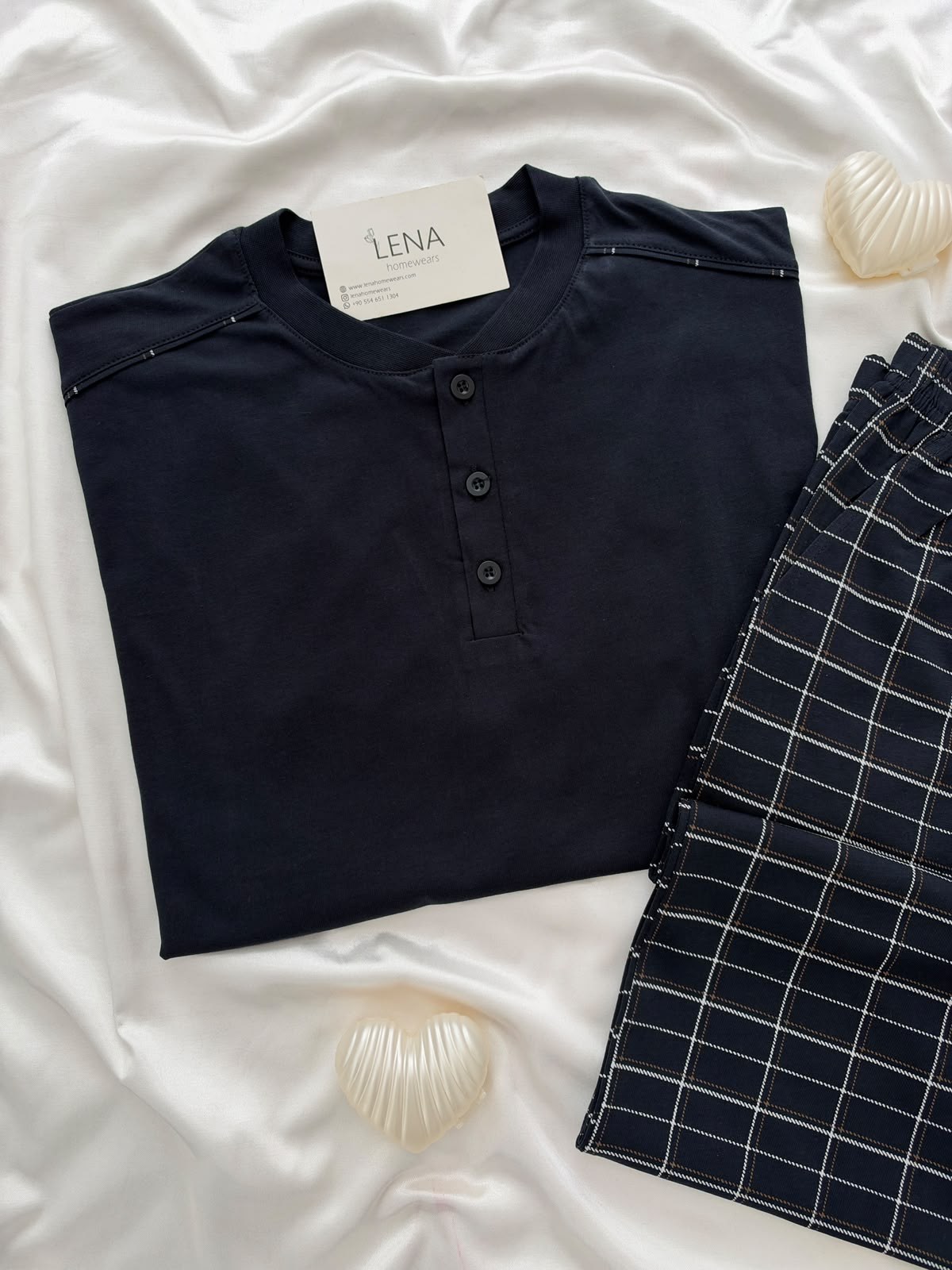 lacivert Boss Erkek Uzun kollu Pamuklu Pijama Takımı