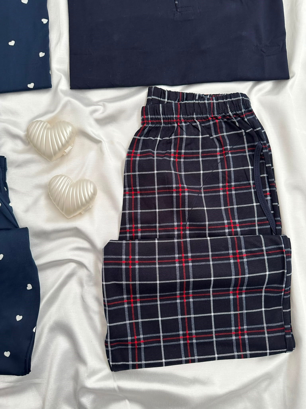 Lacivert Design Çift Pijaması