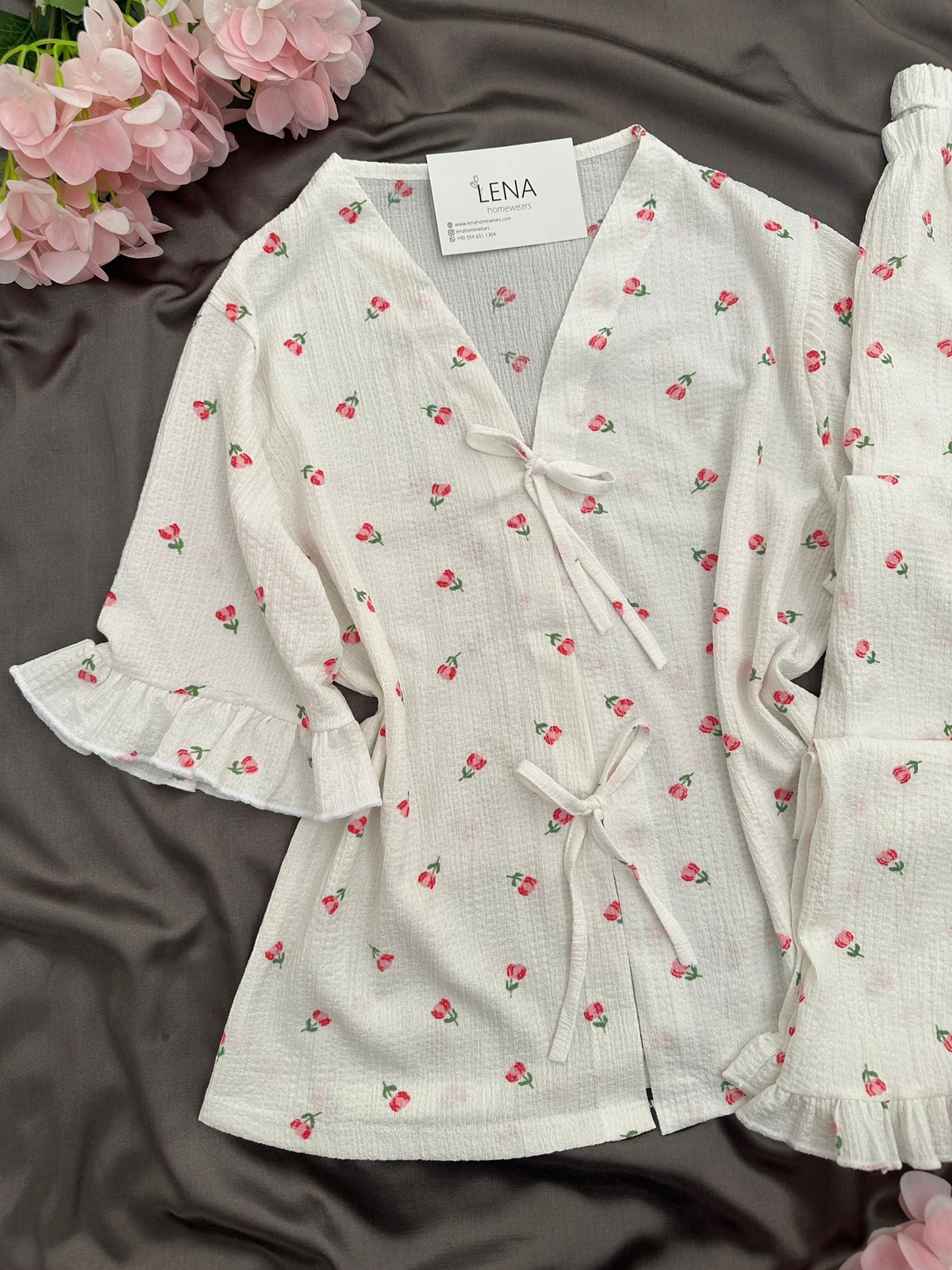 Laris Pembe Lale Bürümcük Pijama Takımı