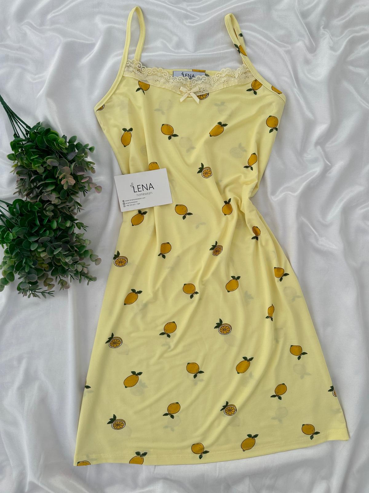 Limon Desenli Gecelik Pijama Takımı