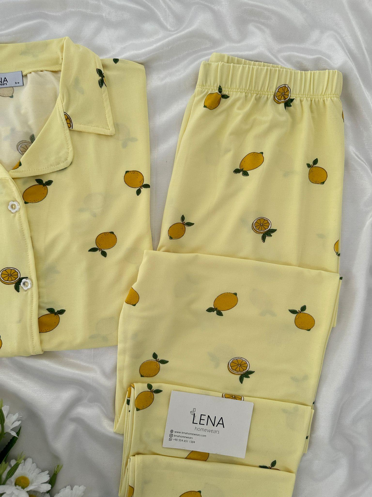 Limon Desenli Kısa Kollu Pijama Takımı