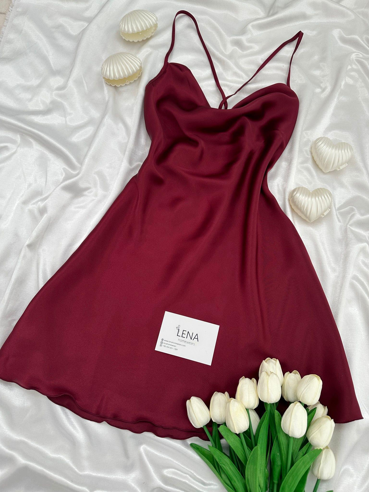 Luxury Chane Bordo ikili Gecelik & Sabahlık Takımı 