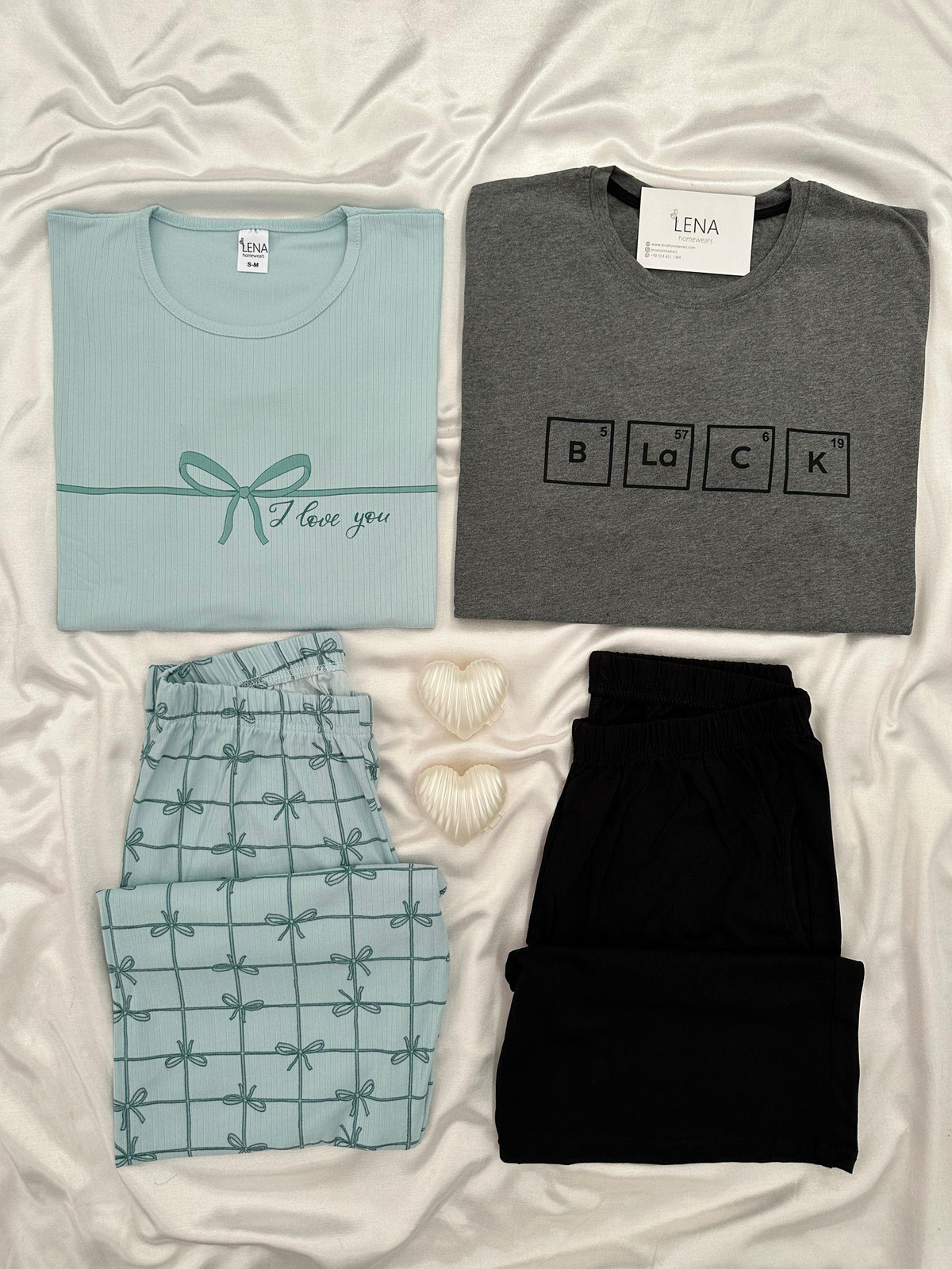 Mint & Gri Çift Pijama Seti