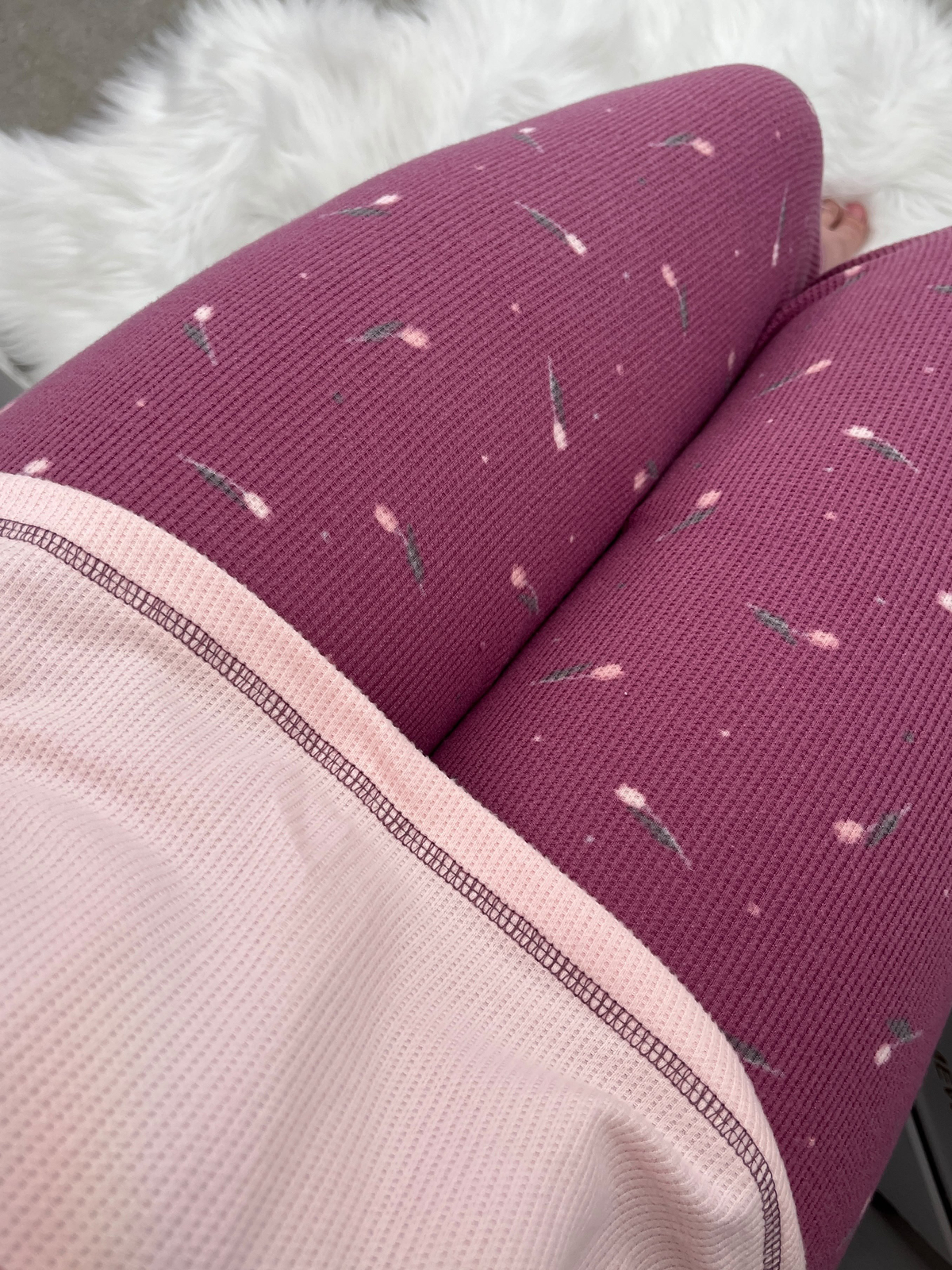 Mürdüm Lale İşlemeli 4'lü Waffle Pijama Takımı