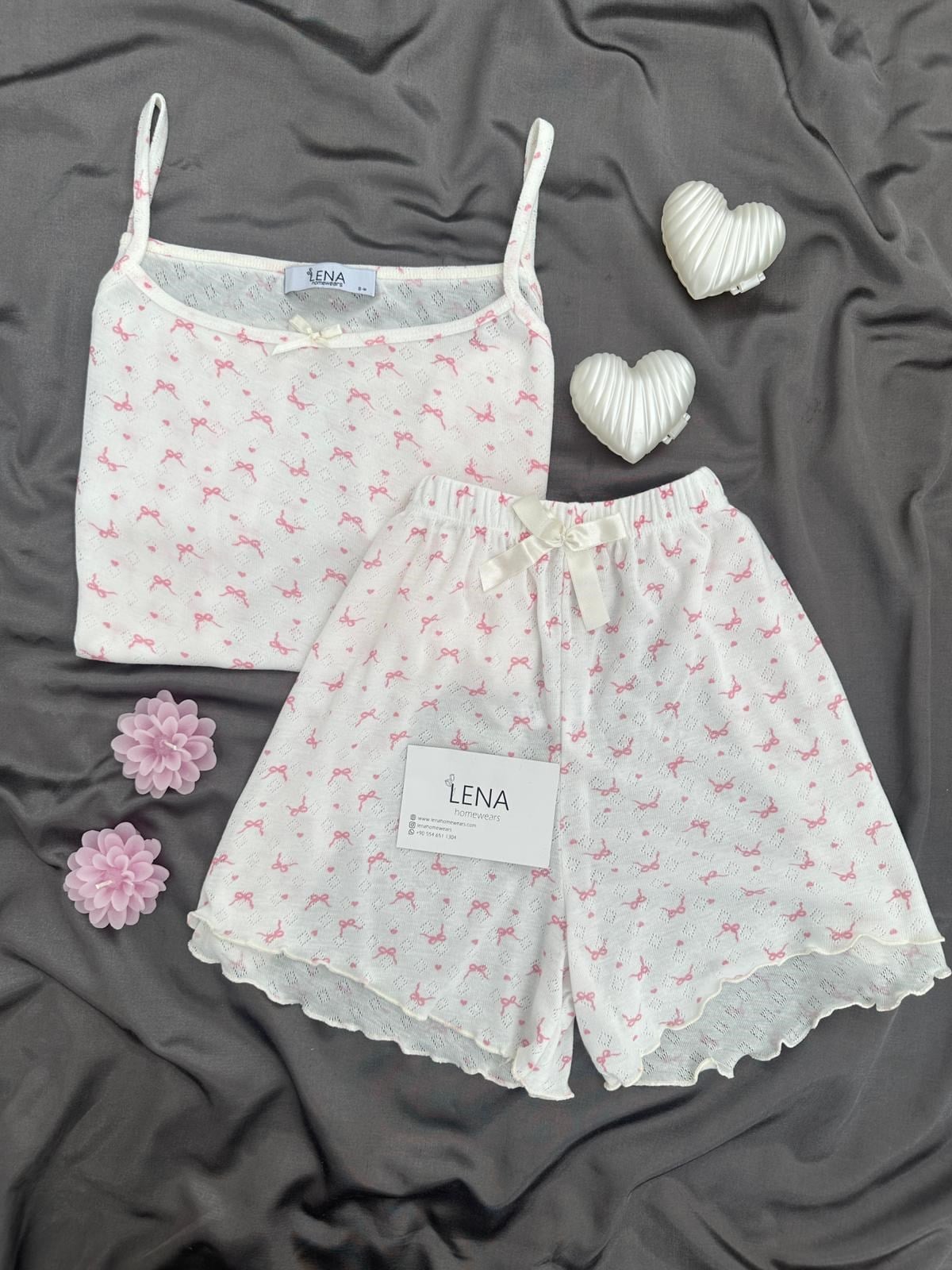 Pembe Fiyonk Şortlu Pijama Takımı