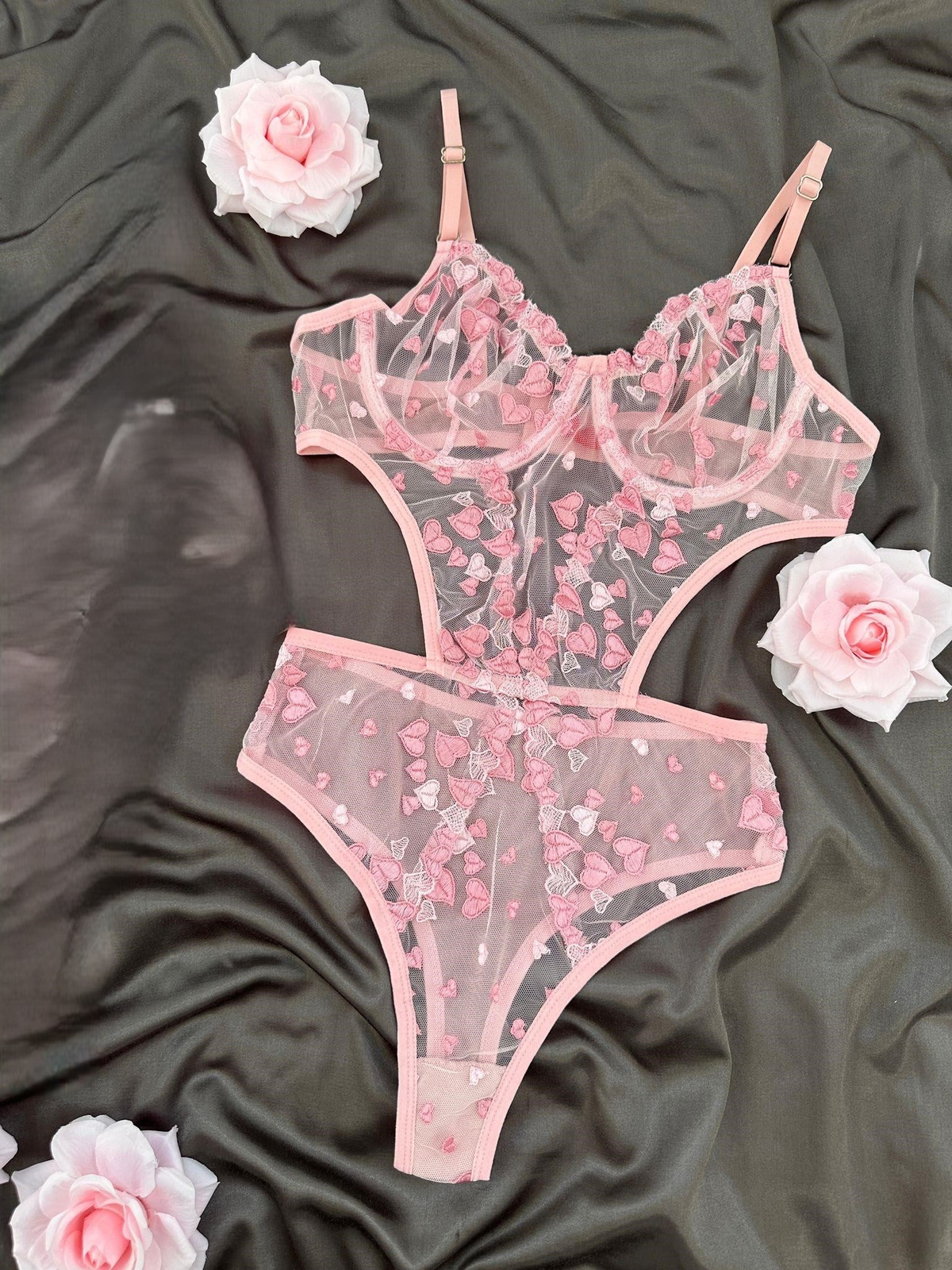 Pembe Kalp Bodysüit 