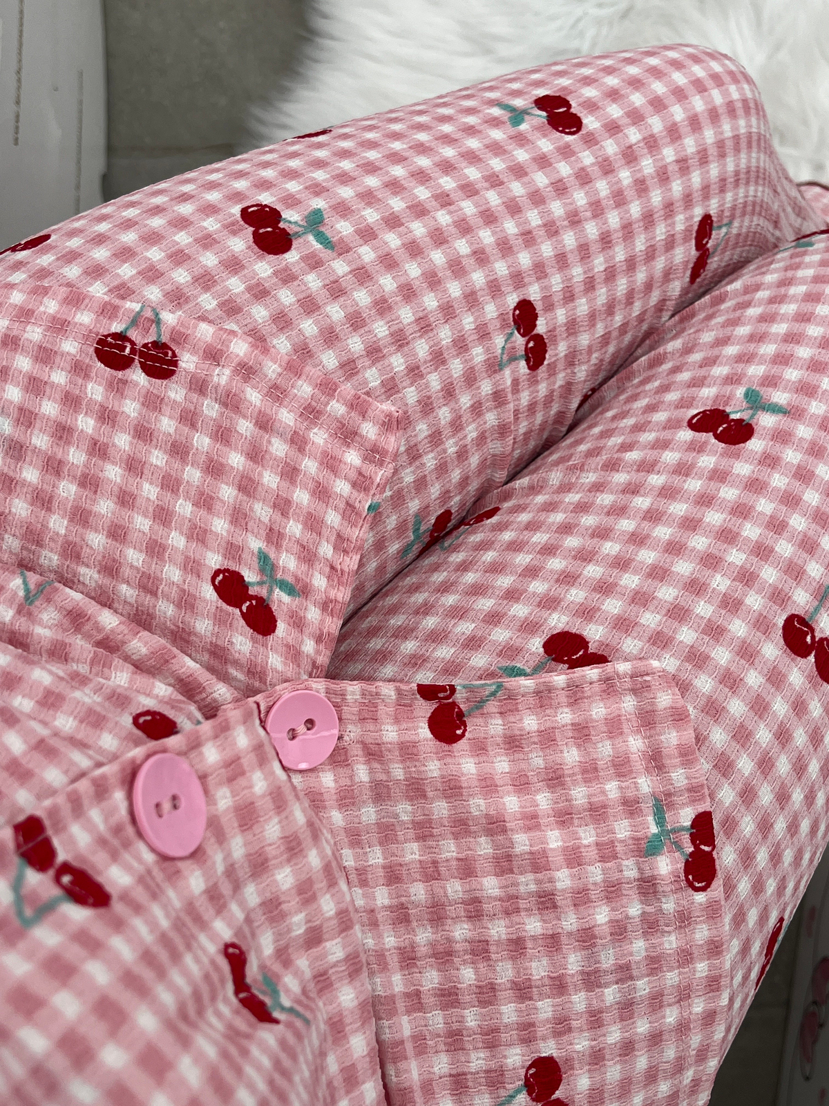 Pembe Kiraz Bürümcük Pijama Takımı