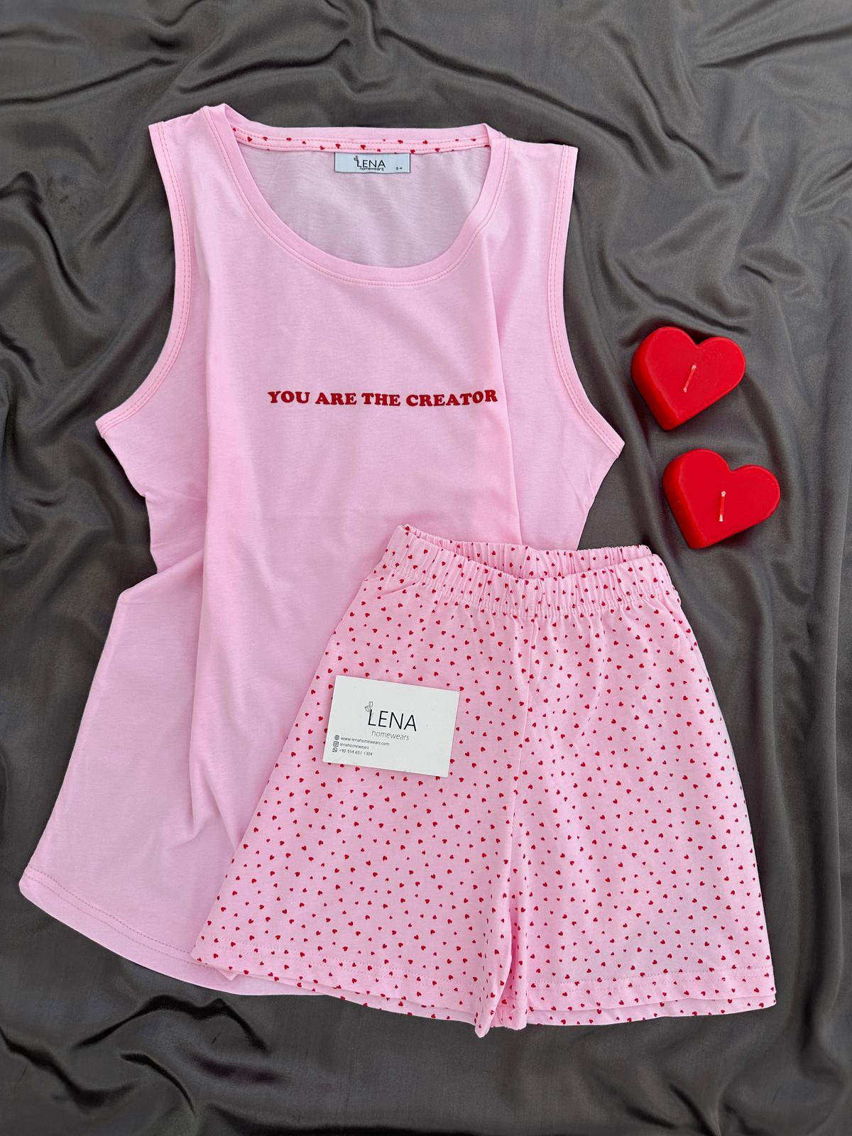 Pembe Spring Şortlu Pijama Takımı