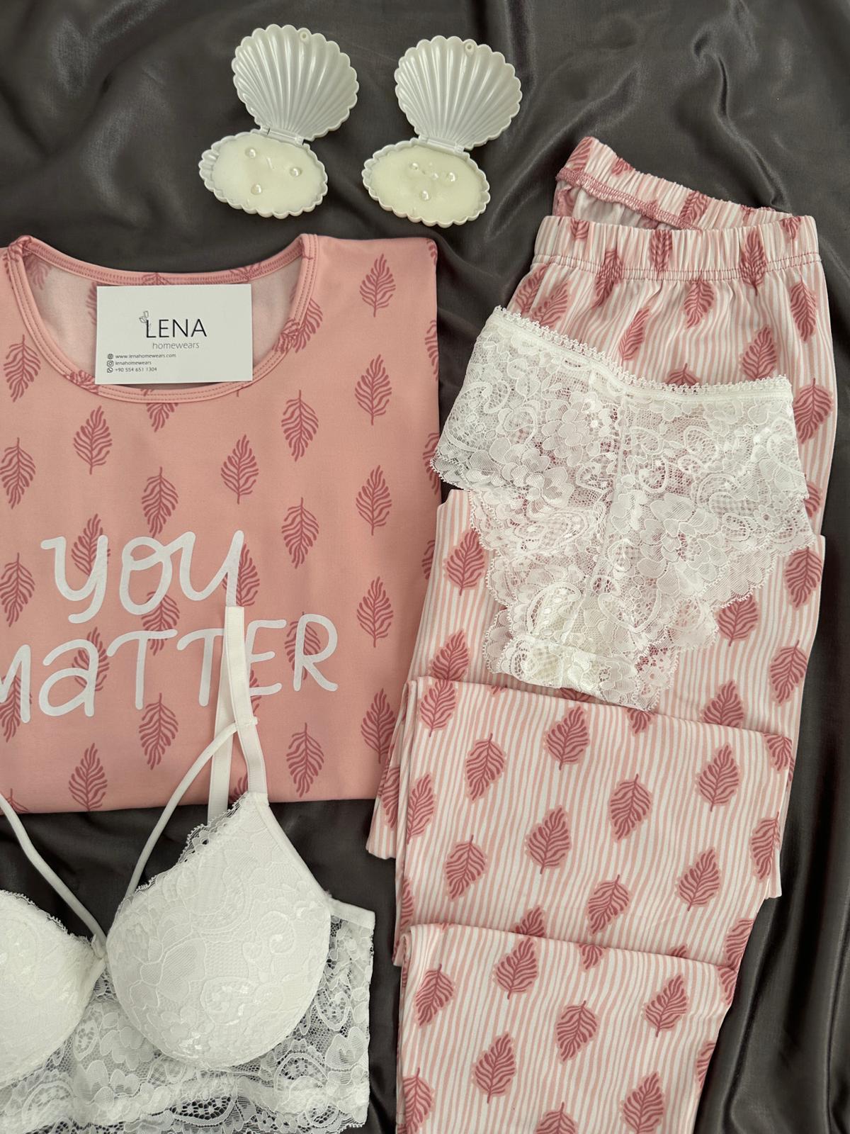 Pudra Matter Dörtlü Pijama & İç Giyim Seti