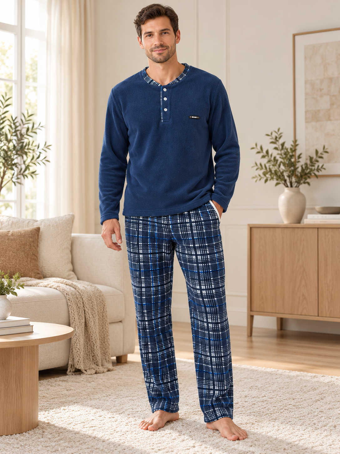 Relax Ekose Polar Erkek Uzun kollu Pijama Takımı