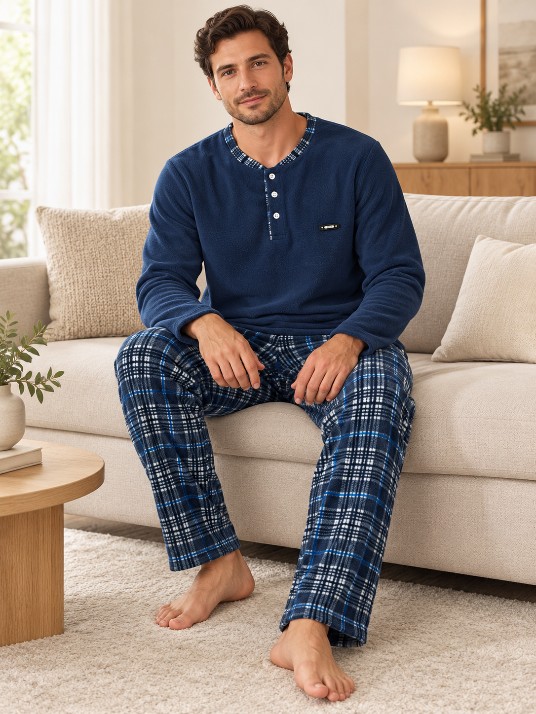 Relax Ekose Polar Erkek Uzun kollu Pijama Takımı