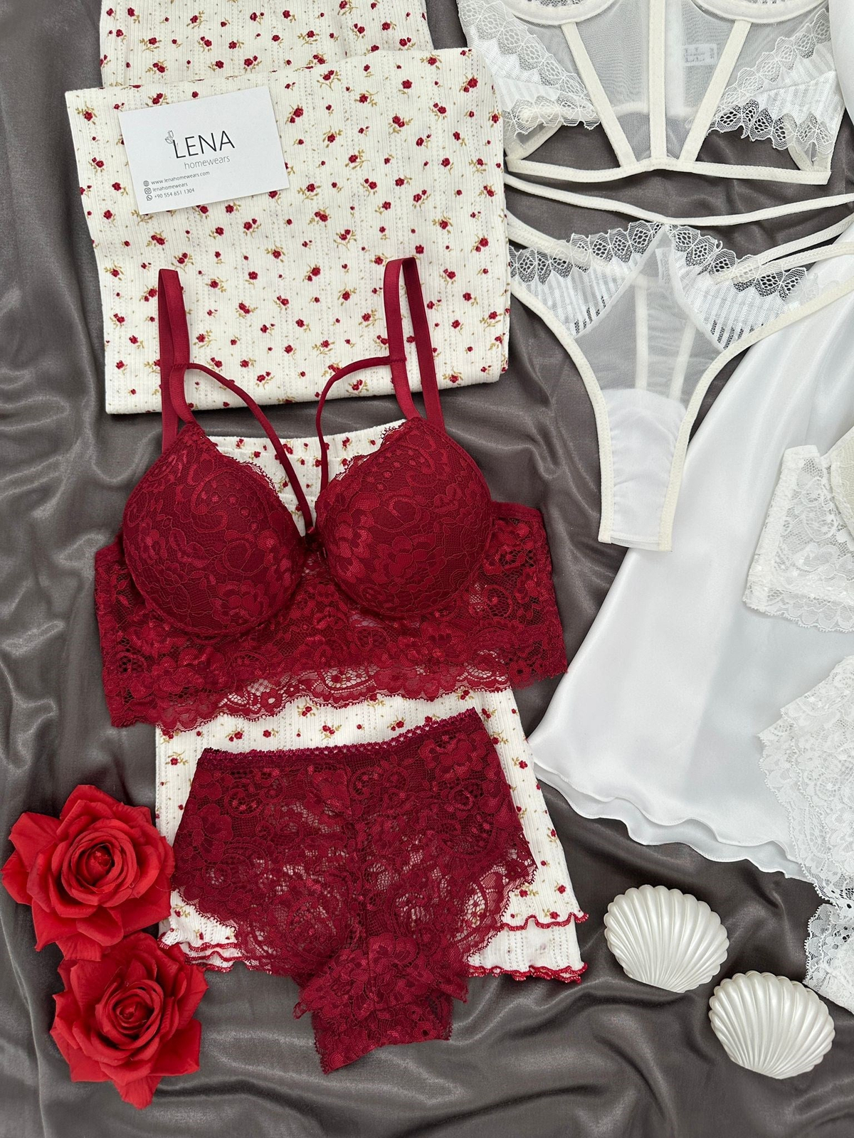 Rosques 12 Parça Eşsiz Pamuk Dev Gelin Çeyiz Seti