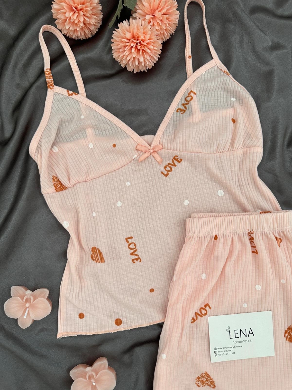 Somon Love Raporlu Şortlu Pijama Takımı