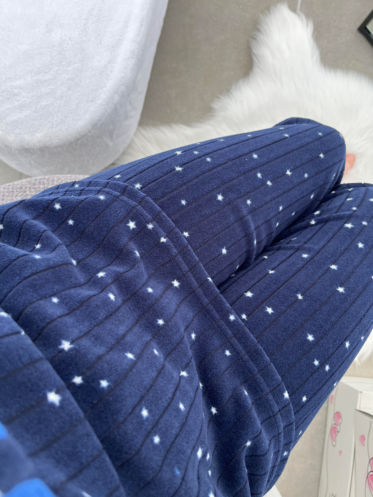 Yıldız Desenli Lacivert Polar Pijama Takımı