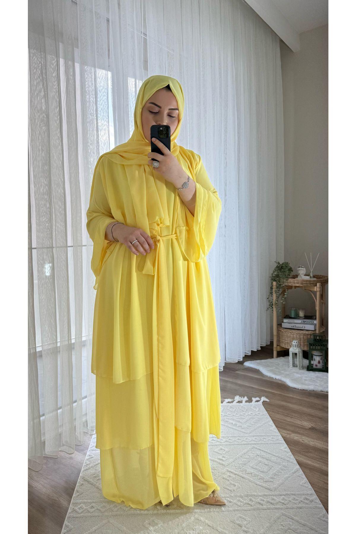 3 Kat Şifon Şalıyla Takım