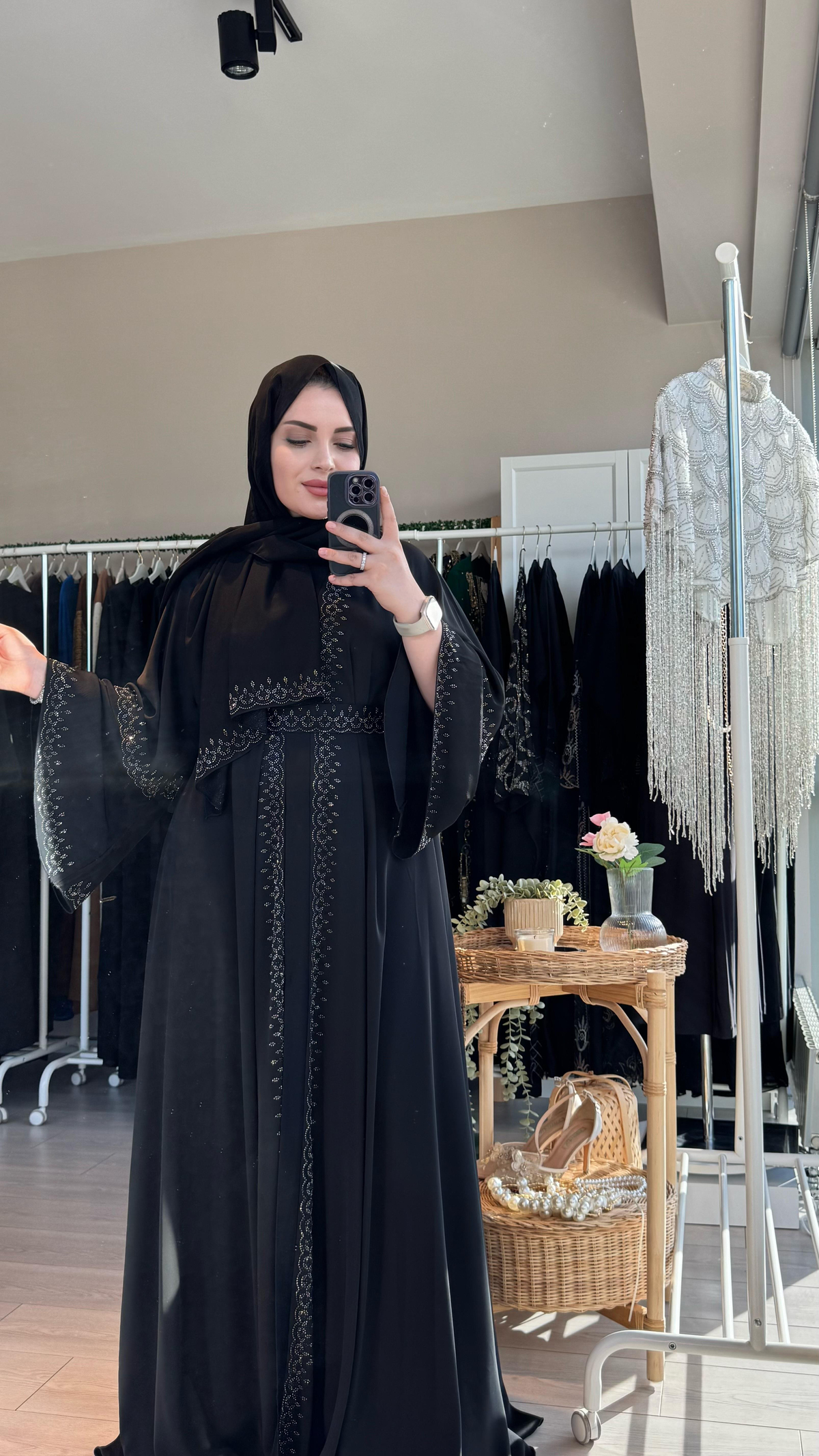 3 parça şal kuşak abaya kloş model
