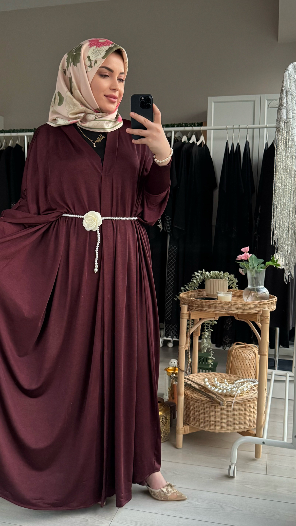 Bordo buzi kumaş yarasa model