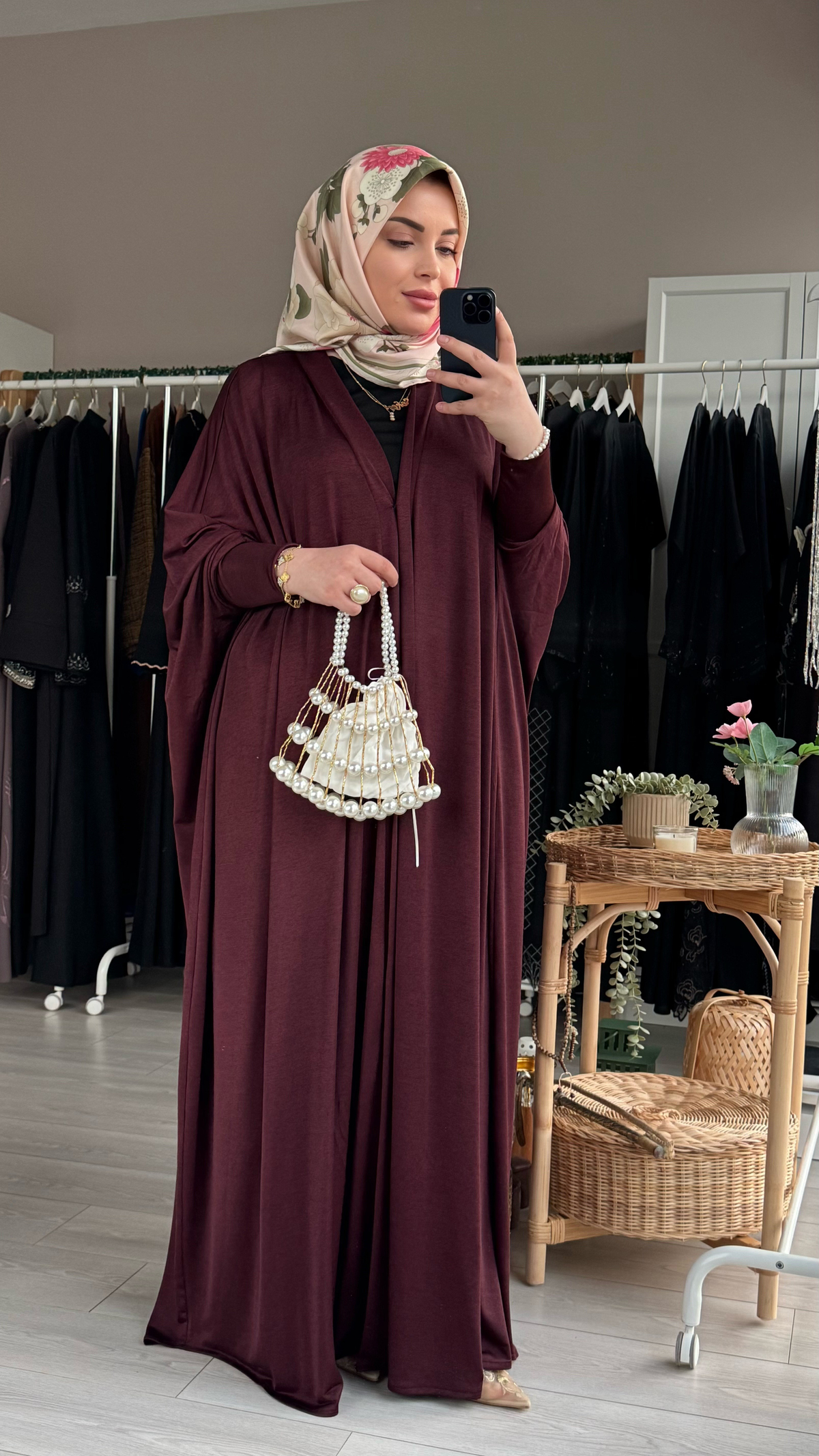 Bordo buzi kumaş yarasa model