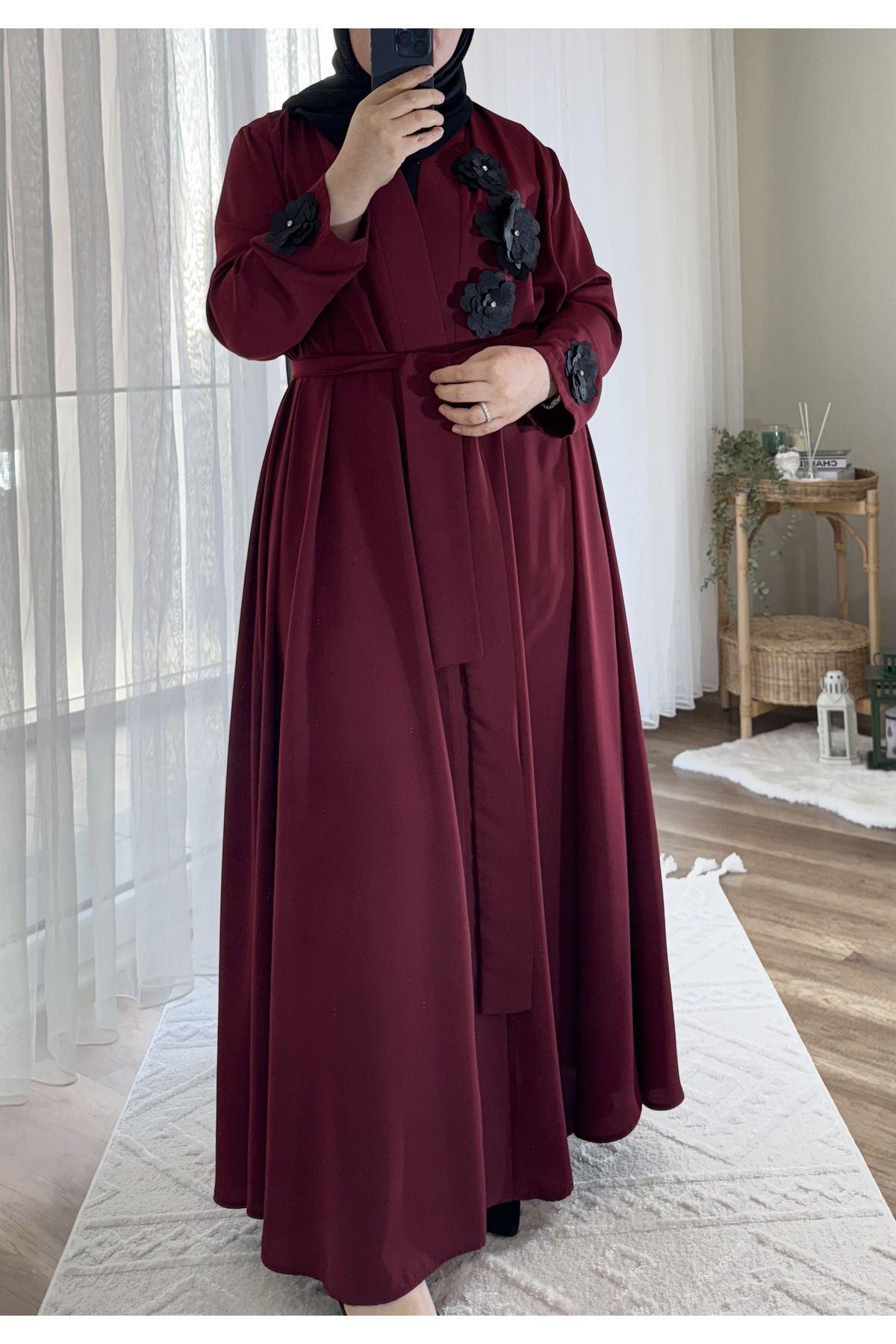 Çiçek İşlemeli Kloş Model Medine İpeği