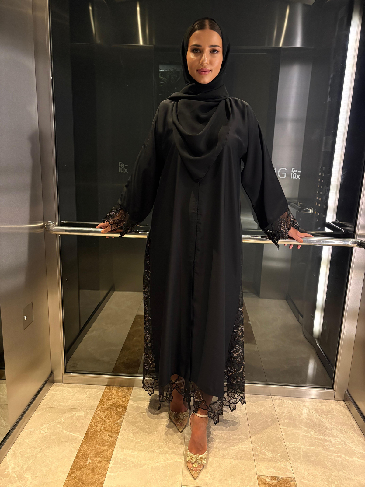 Güpürlü şalıyla takım abaya 36-48 arası uyumlu