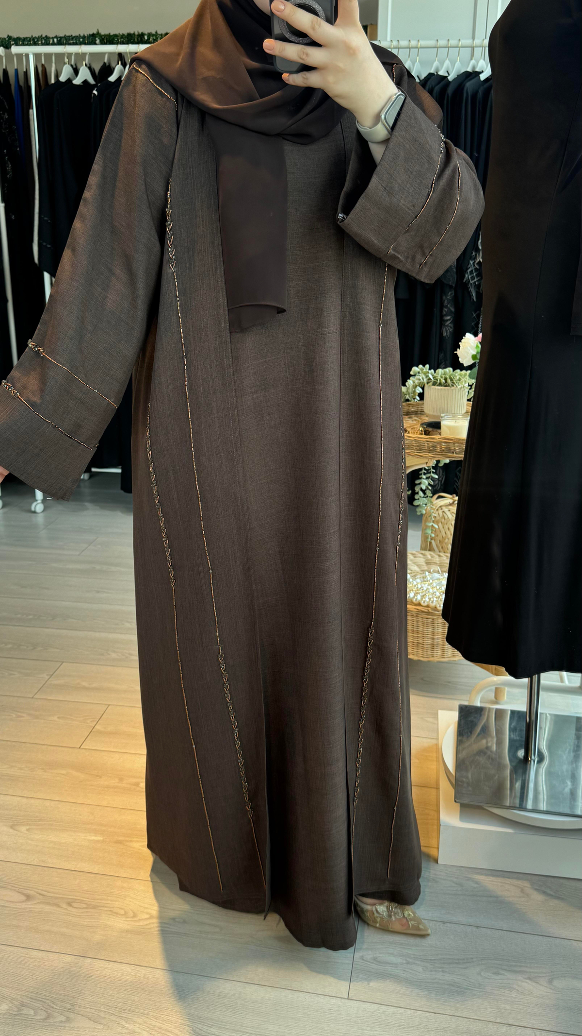 Içlik şal abaya keten kumaş el işçiliği