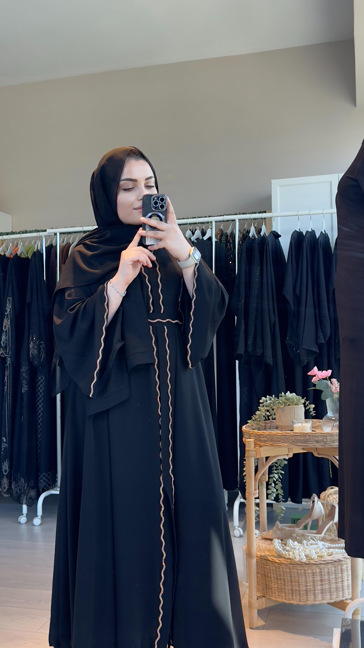 Kuşak şal abaya 3'lü takım ipek kumaş