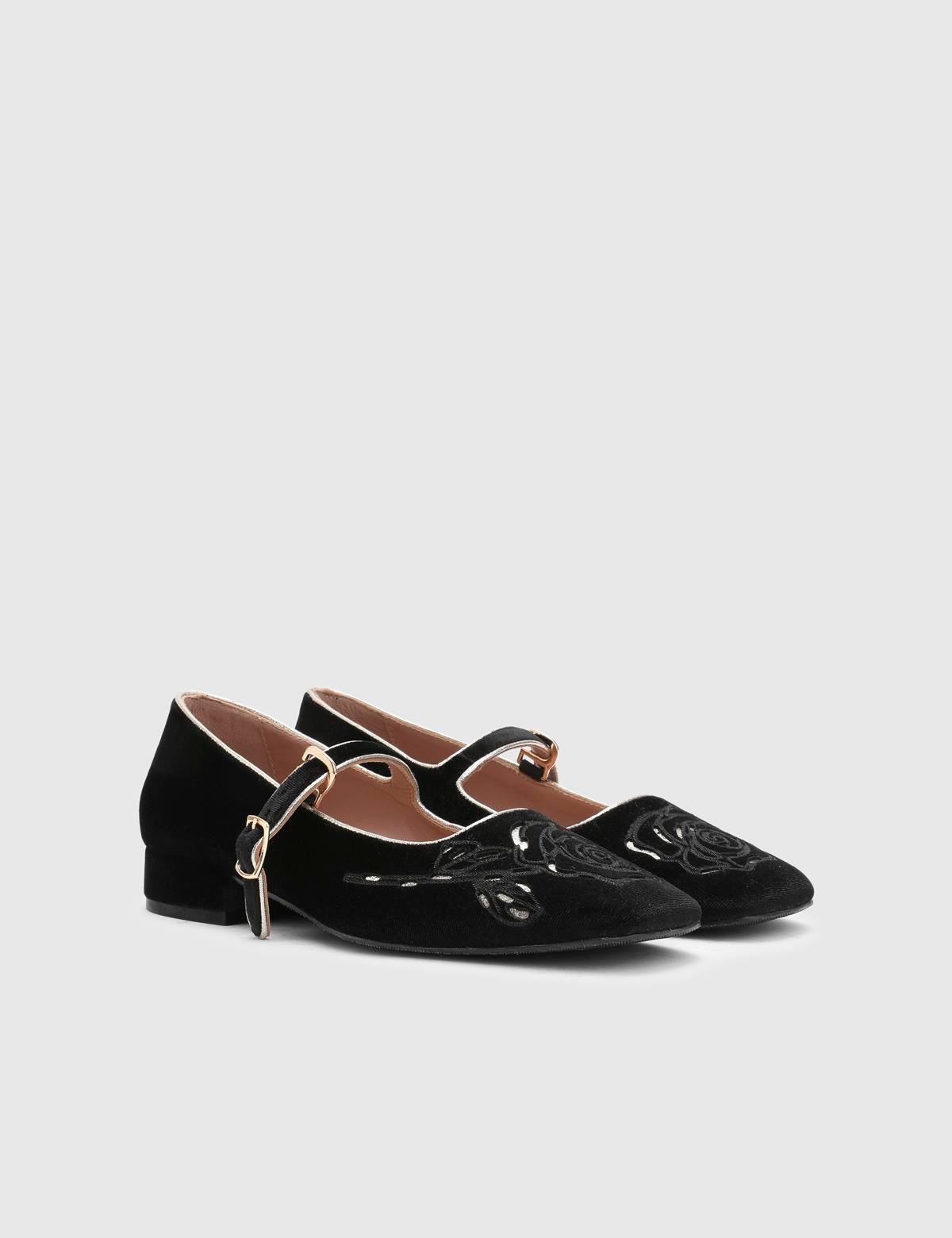 Dolf Black Velvet Women's Ballerina