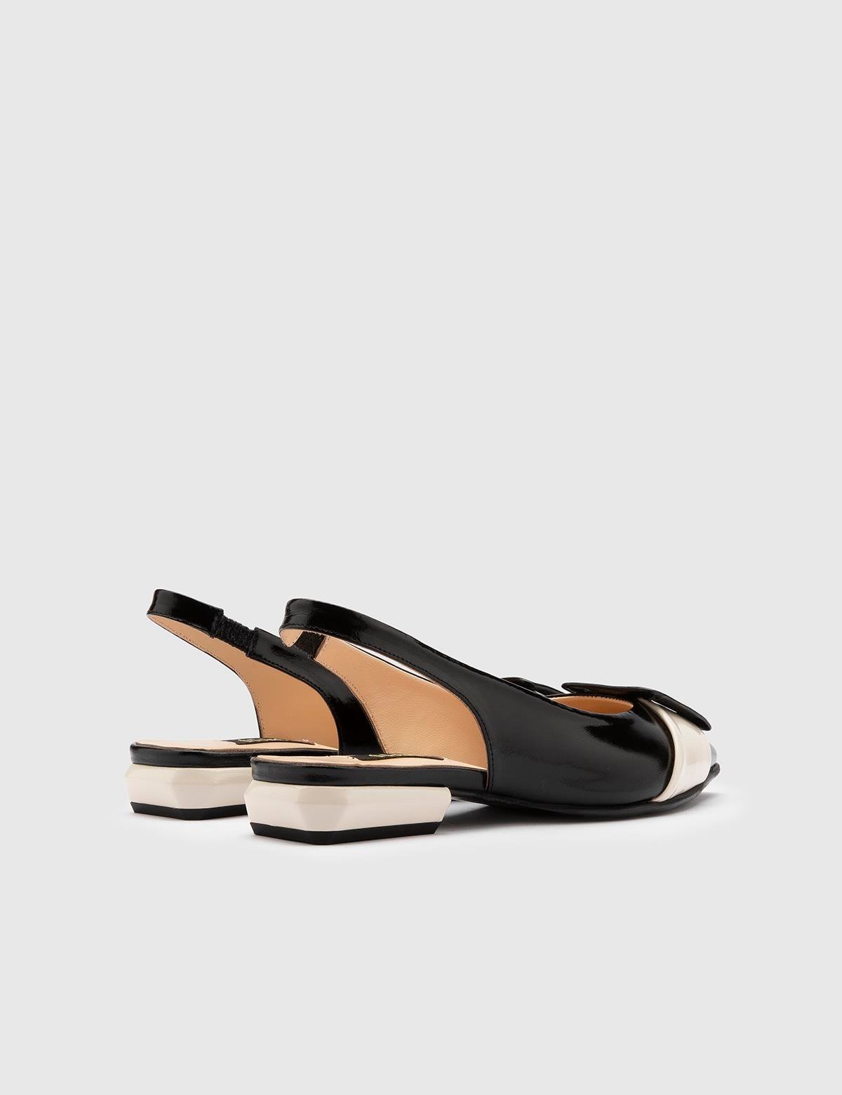 Haruto Black Wrinkled Patent Leather Women's Heeled Sandal