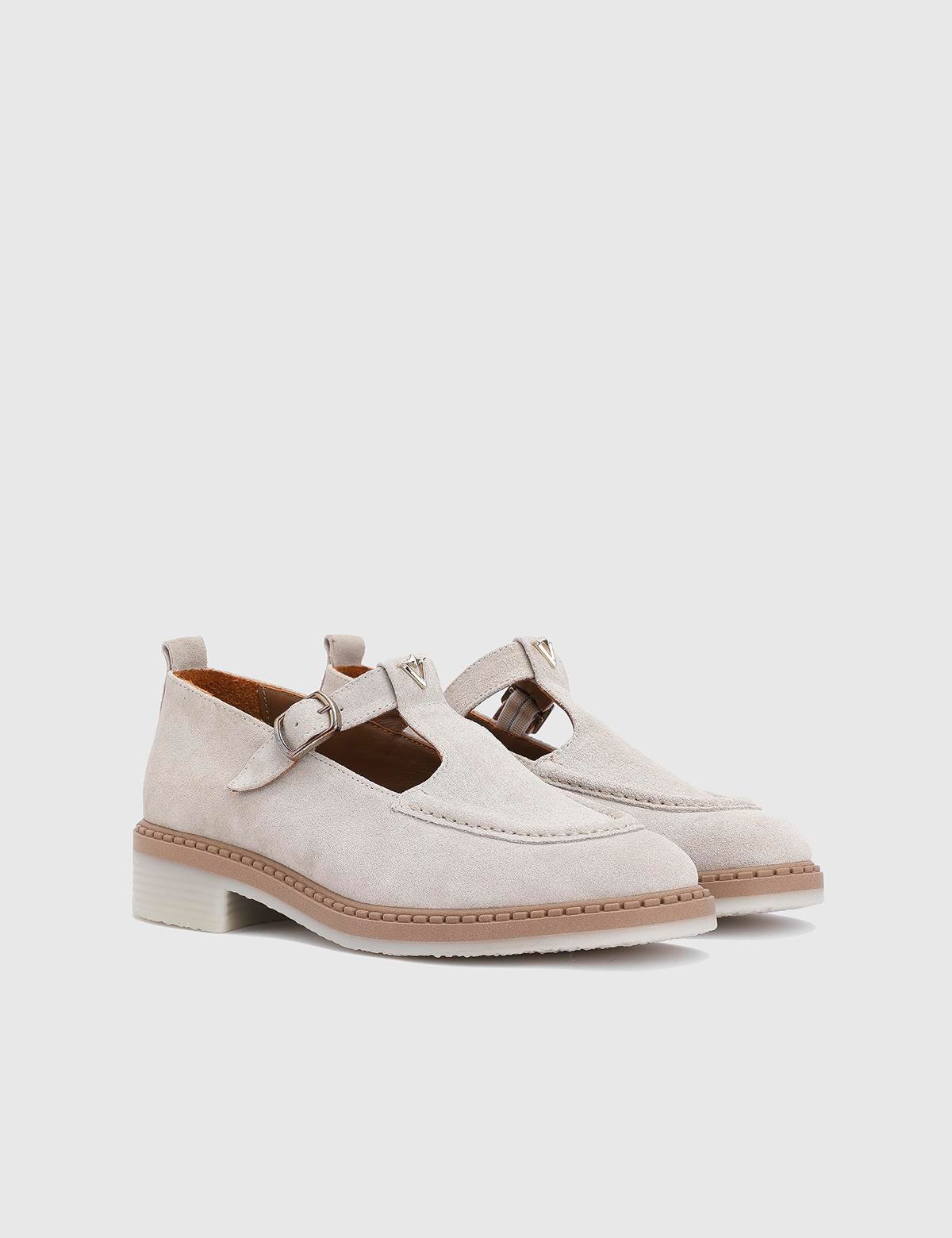 Herbots Beige Suede Leather Women's Loafer