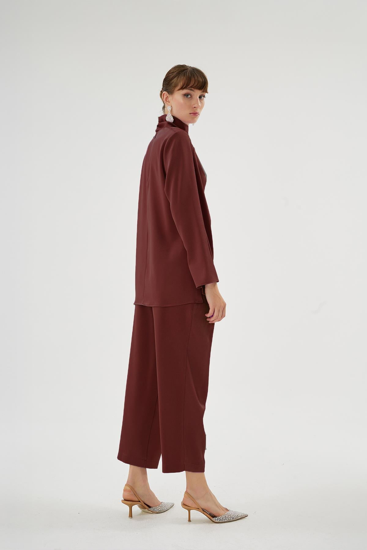 Cristalle Dökümlü Bluz Bordo