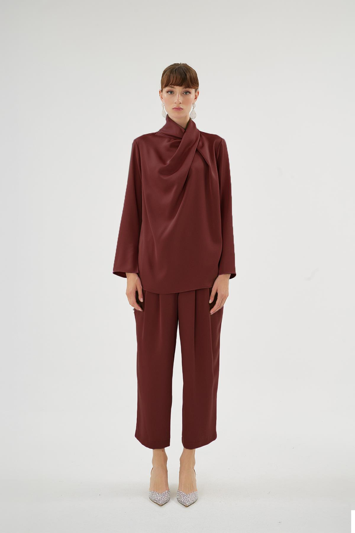 Cristalle Dökümlü Bluz Bordo