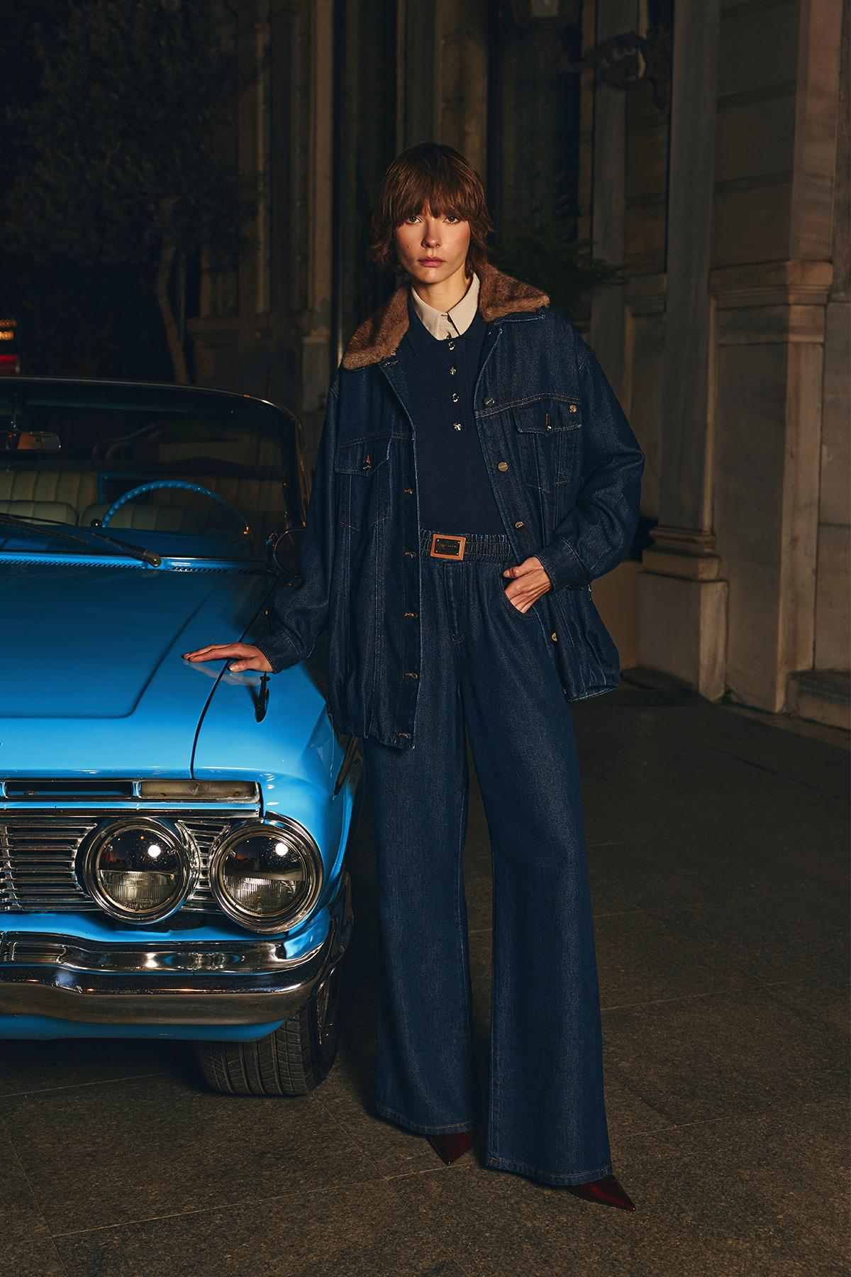 Soul Beli Lastikli Tencel Denim Pantolon Koyu Mavi