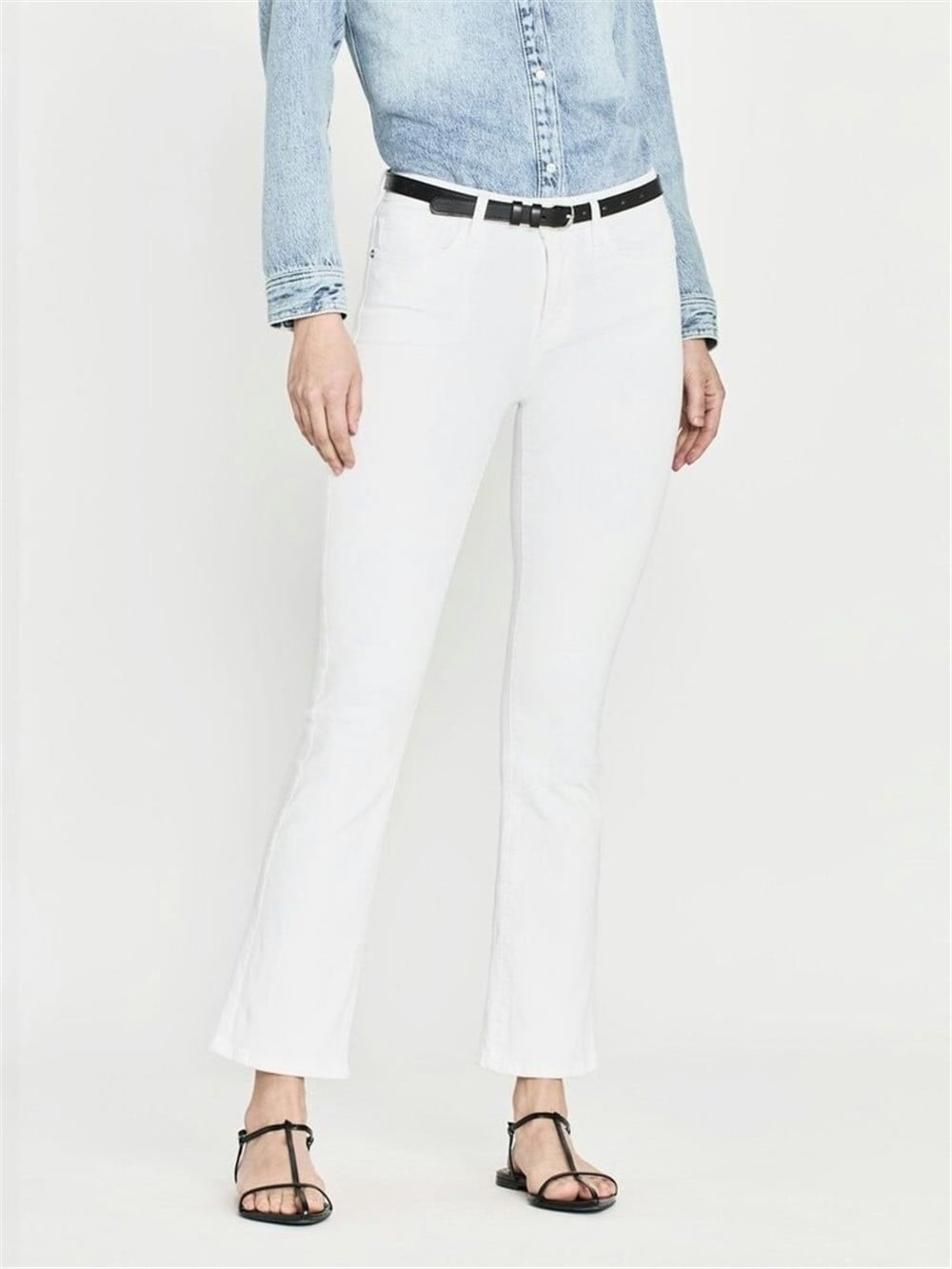 Frame le crop mini boot beyaz jean