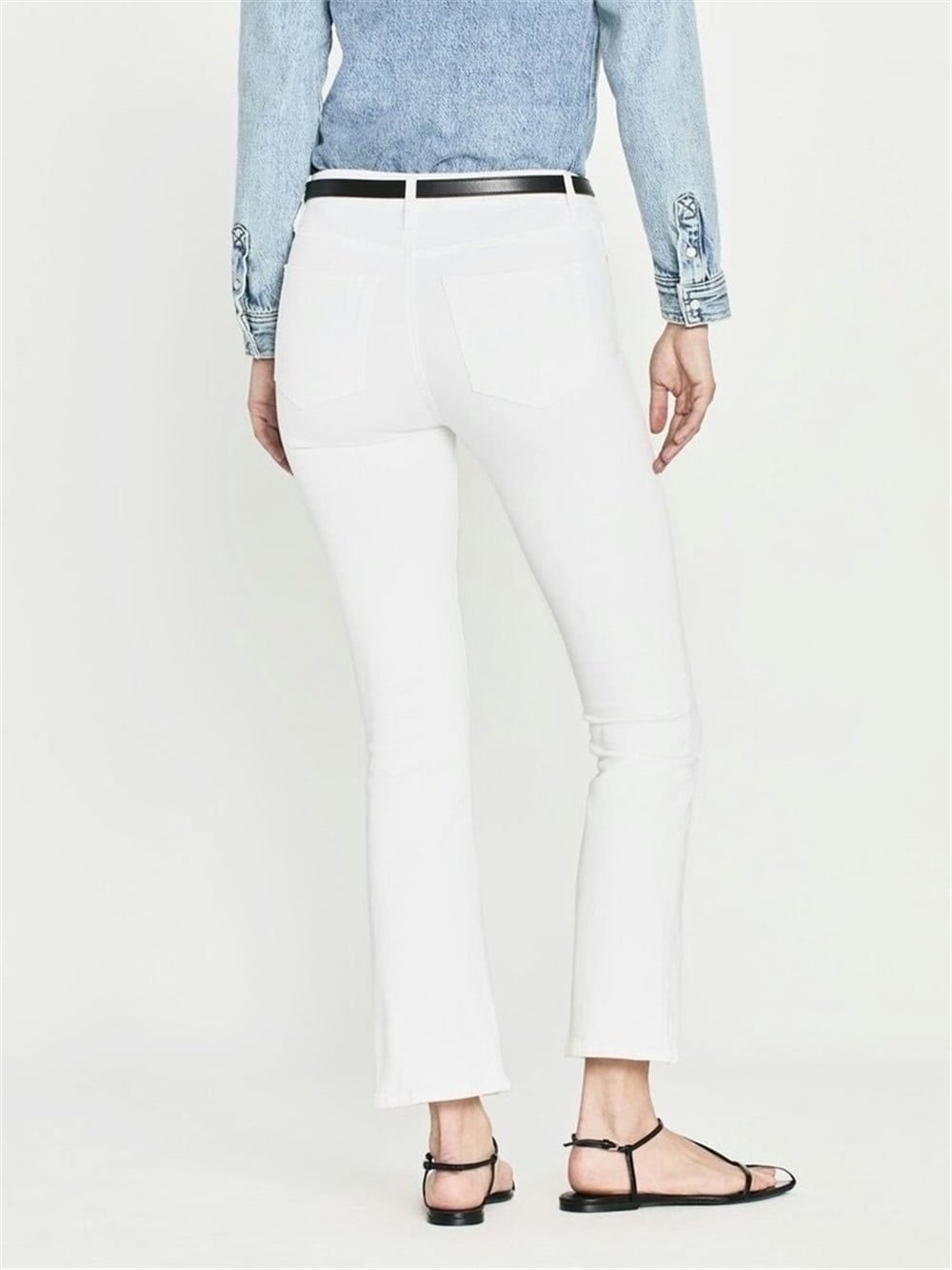 Frame le crop mini boot beyaz jean