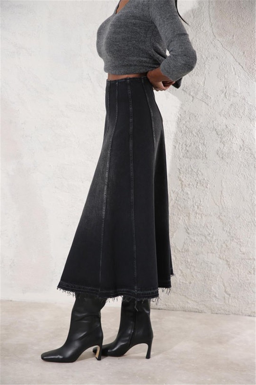 M.D denim midi etek