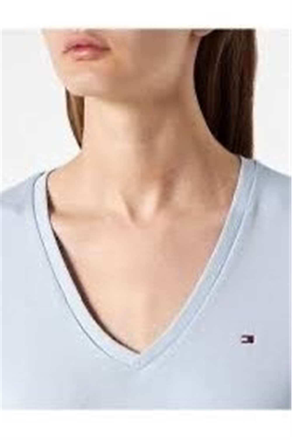 V yaka mavi basic t-shirt