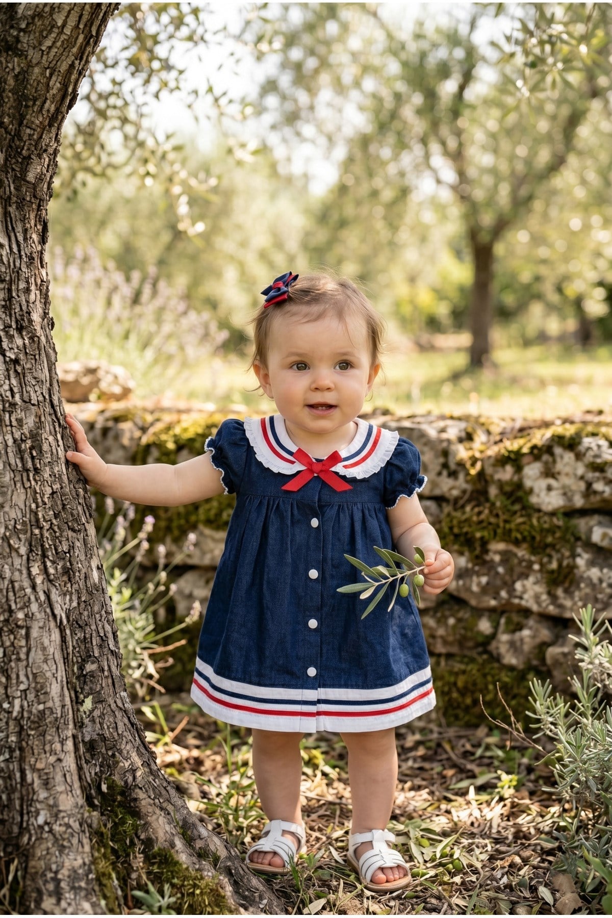 BAHRİYELİ KURDELELİ %100 PAMUK KIZ BEBEK ELBİSE ÖZEL GÜN ELBİSE