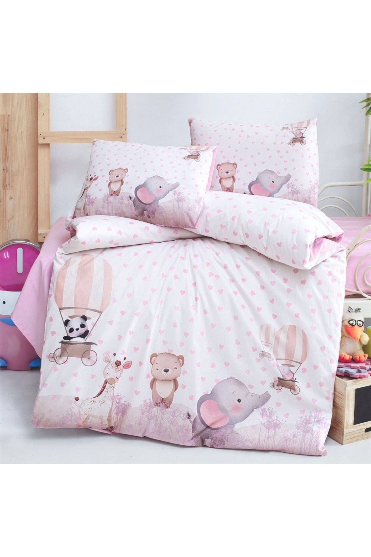 BEBEK KALPLİ CUTE ANİMAL %100 PAMUK NEVRESİM SETİ 100*150 CM NEVRESİM TAKIMI
