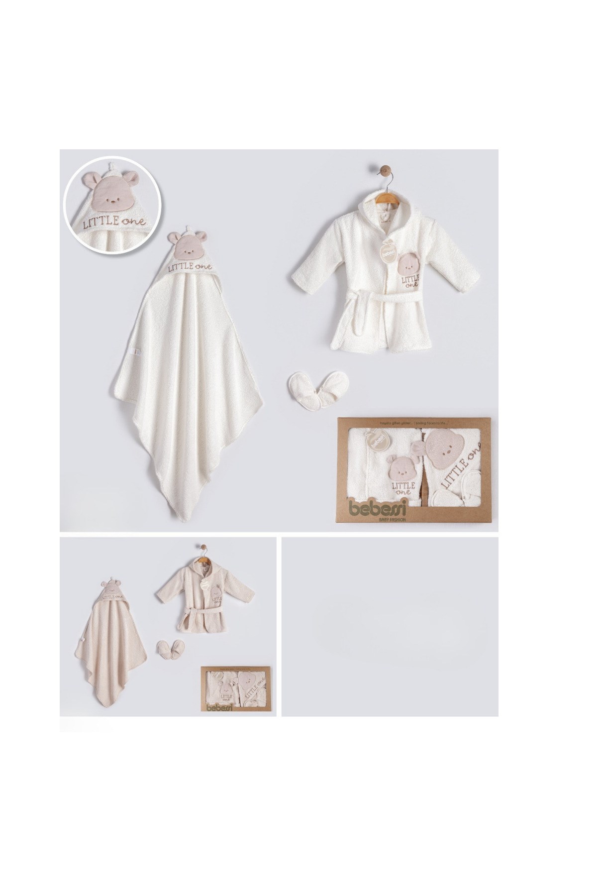 ERKEK BEBEK 0-12 AY LITTLE BEAR KUTULU BORNOZ SETİ-TAKIMI