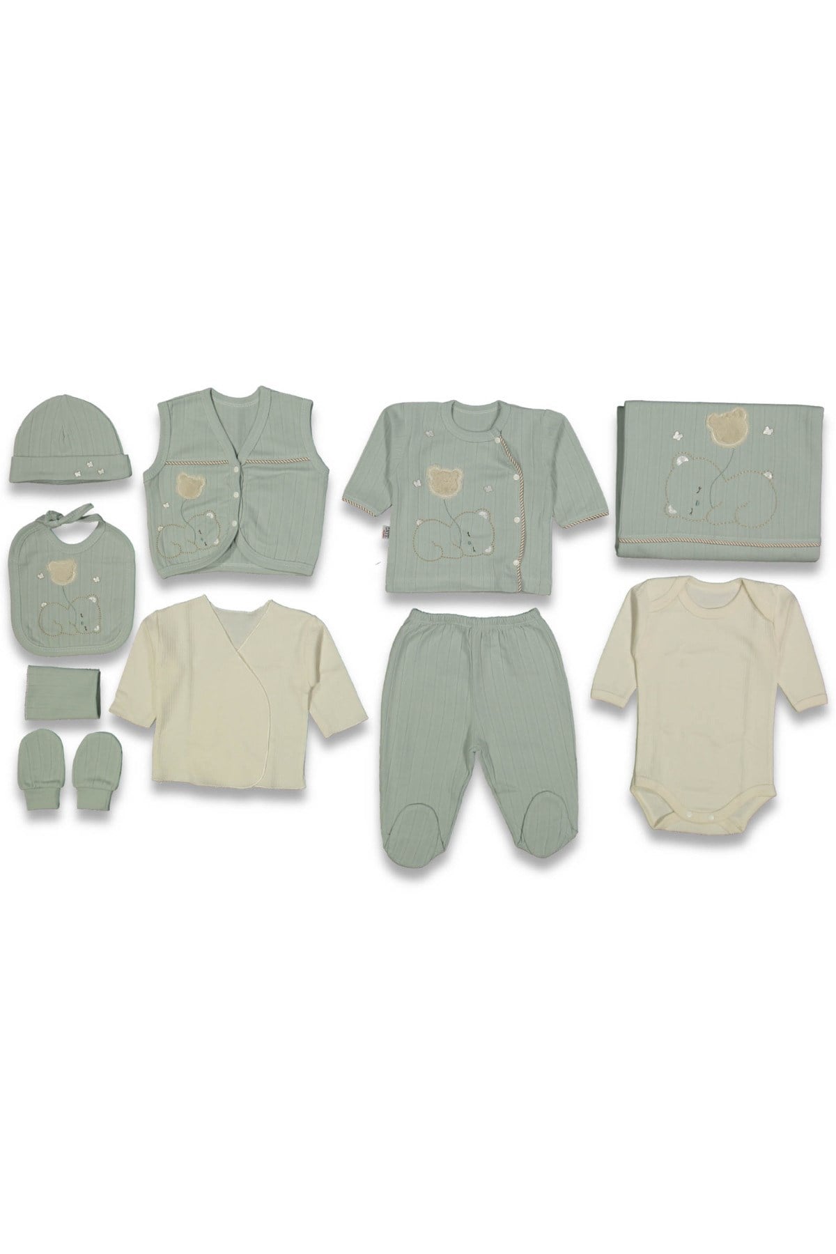 ERKEK BEBEK BALONLU AYICIKLI 0-3 AY 10'LU YENİDOĞAN HASTANE ÇIKIŞI ZIBIN SETİ KUTULU