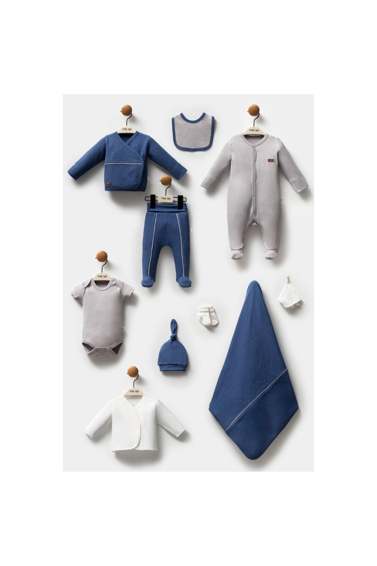 ERKEK BEBEK NAVY BLUE 10'LU YENİDOĞAN HASTANE ÇIKIŞI ZIBIN SETİ KUTULU