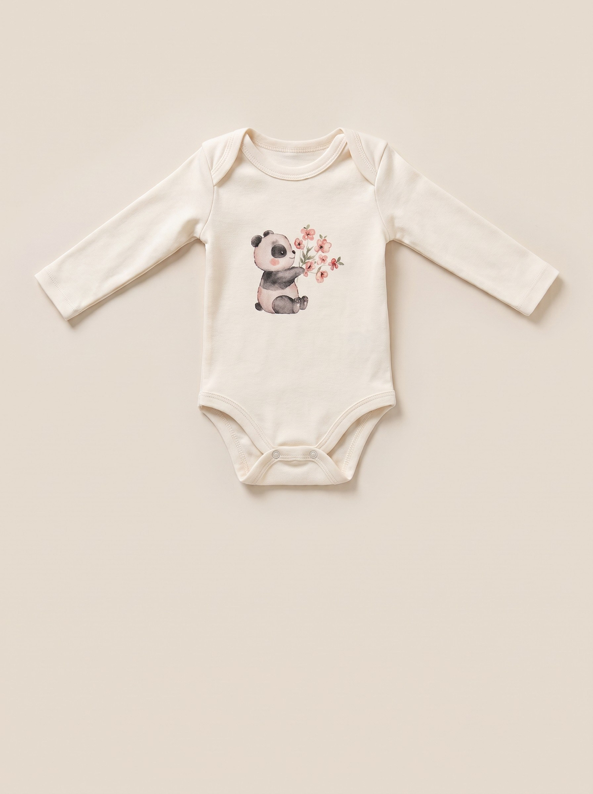 Kız Bebek Pandalı Badi 3'Lü Çiçekli Bebek Takımı