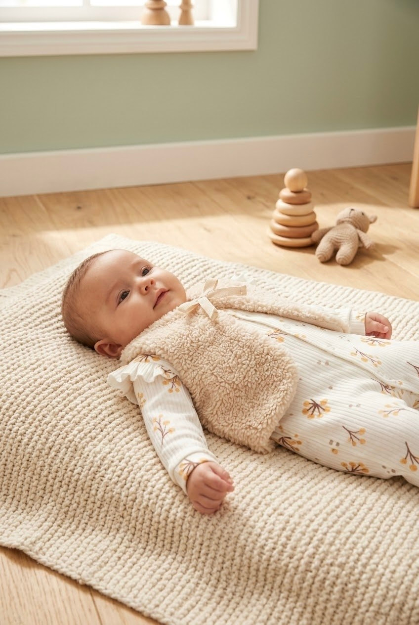 Kız Bebek Peluş Yelekli Tulum 0-3/3-6 Ay Tulum seti Yenidoğan Hastane Çıkışı Bebek Kıyafetleri
