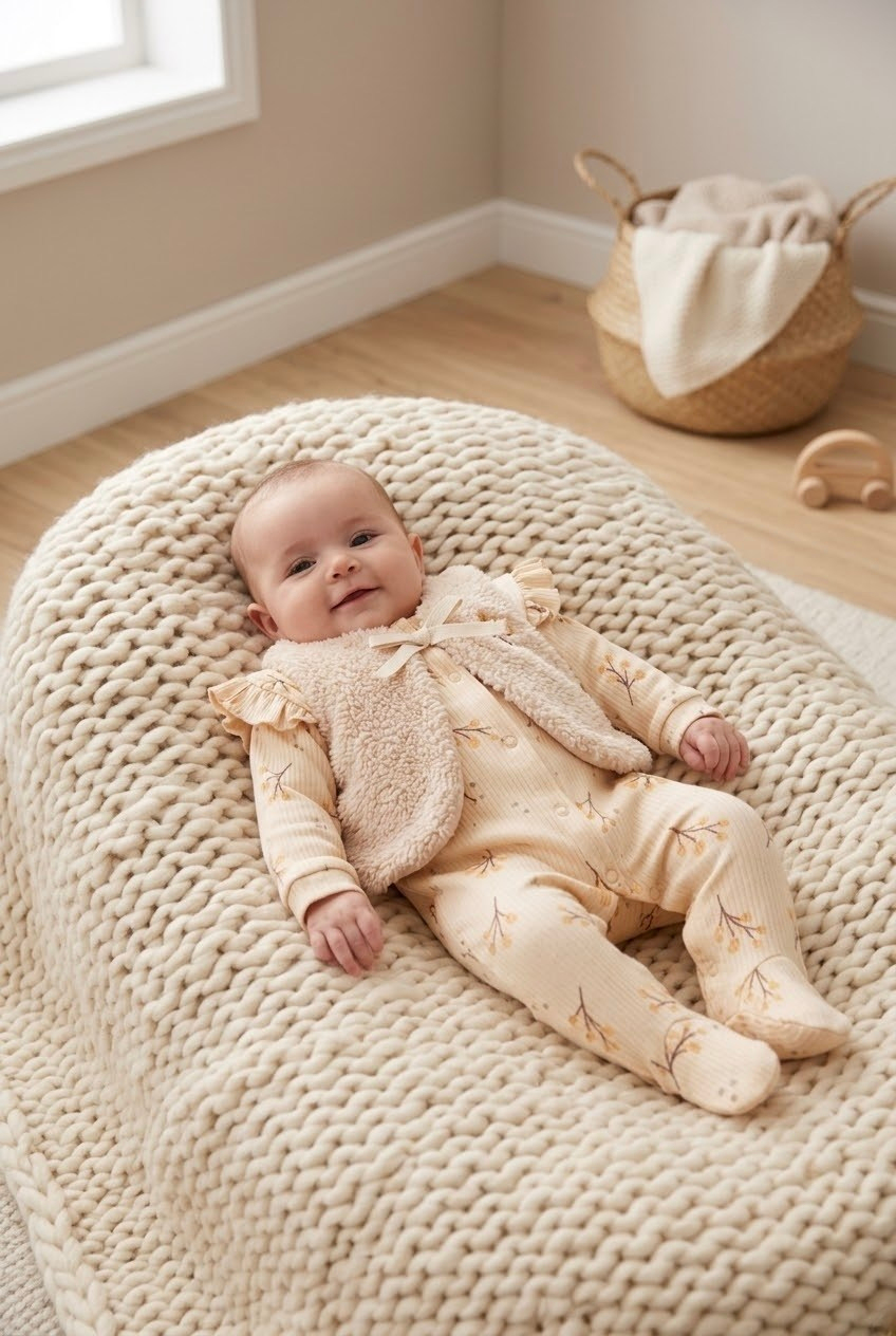 Kız Bebek Peluş Yelekli Tulum 0-3/3-6 Ay Tulum seti Yenidoğan Hastane Çıkışı Bebek Kıyafetleri